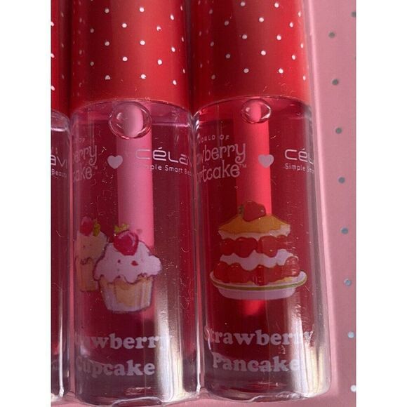 4 Pk Celavi Strawberry Shortcake Scented Tinted Lip Oils Crush On You Valentines - Picture 11 of 14